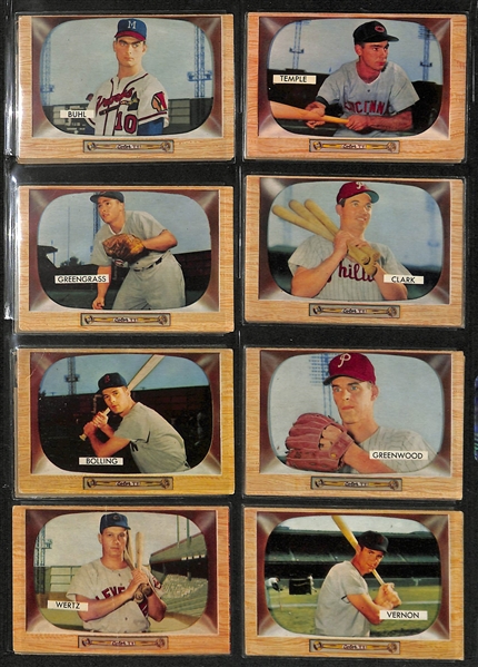 Lot of (128) 1955 Bowman Baseball Cards w. Lou Boudreau