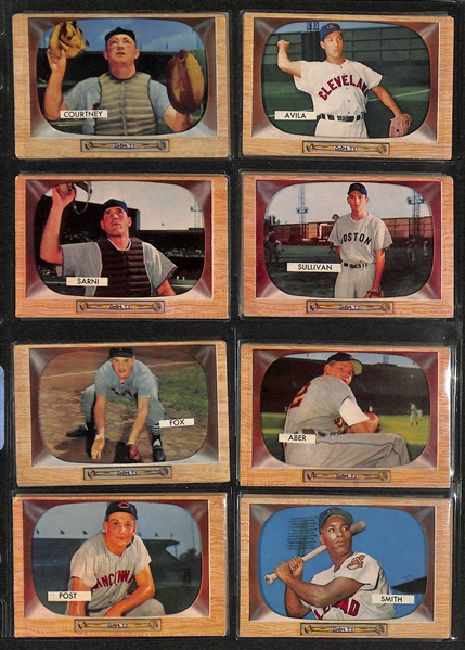 Lot of (128) 1955 Bowman Baseball Cards w. Lou Boudreau