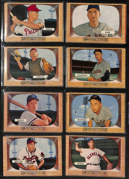 Lot of (128) 1955 Bowman Baseball Cards w. Lou Boudreau