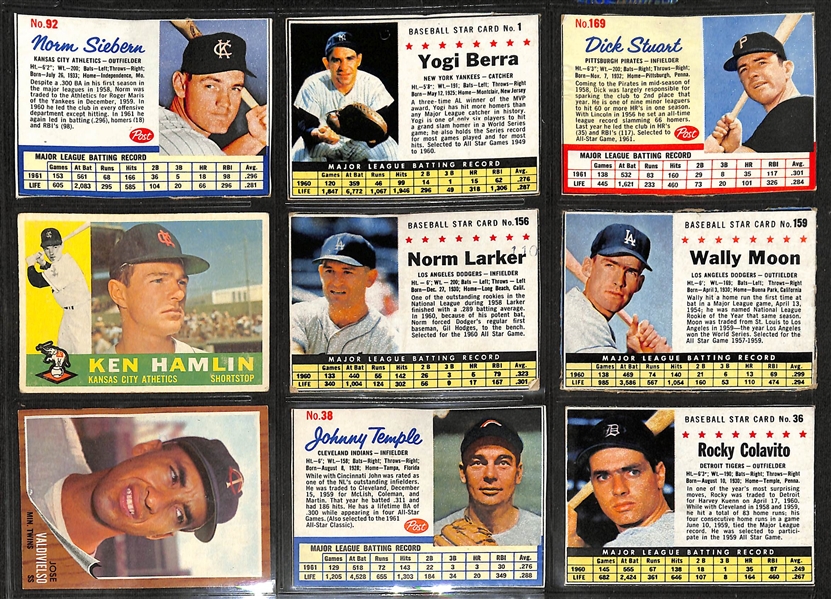 Lot of (44) 1955-1962 Topps & Post Baseball Cards w. 1962 Topps Yogi Berra