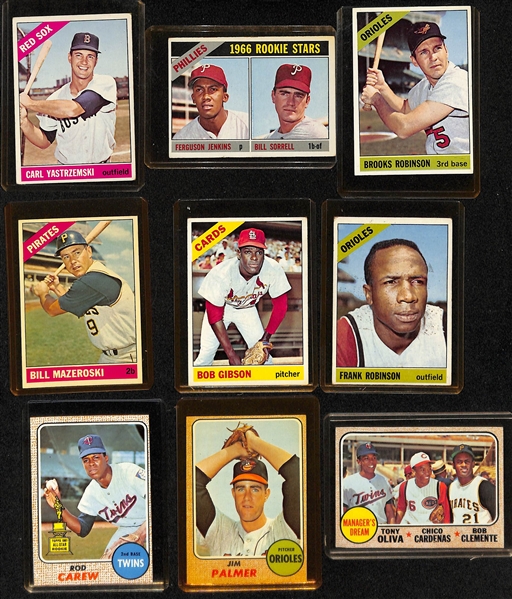 Lot of (45) 1965-1969 Topps Baseball Star Cards w. 1966 Carl Yastrzemski & 1966 Fergie Jenkins RC