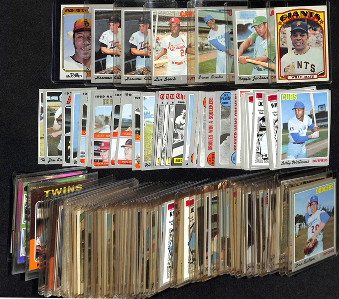  Lot of (100+) 1970-1975 Topps Baseball Cards w. 1972 Willie Mays