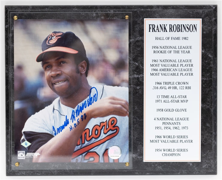 Orioles Autograph 8x10 Lot - Cal Ripken Jr., Frank Robinson (Plaque), & Brooks Robinson (JSA Auction Letter)