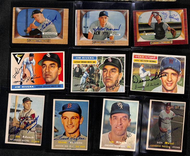 (25) Signed 1950s Baseball Cards w. Adcock, (2) Piersall, Pafko, Pesky, Malzone, Cavarretta, + (JSA Auction Letter)