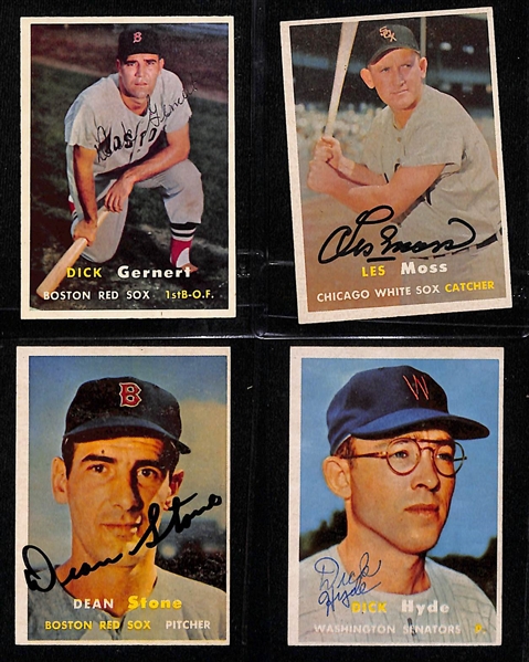 (25) Signed 1950s Baseball Cards w. Adcock, (2) Piersall, Pafko, Pesky, Malzone, Cavarretta, + (JSA Auction Letter)