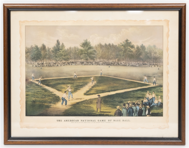 1930s Currier & Ives The American National Game of Base Ball Framed Lithograph