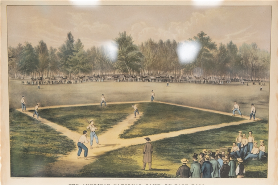 1930s Currier & Ives The American National Game of Base Ball Framed Lithograph