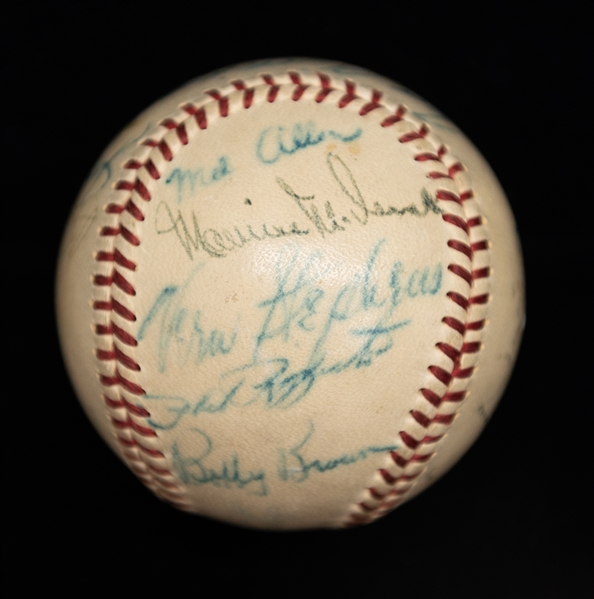 Yankees & Red Sox Signed Baseball (Late 1940s) - 18 Total Signatures - w. Ted Williams & Yogi Berra (JSA Auction Letter)