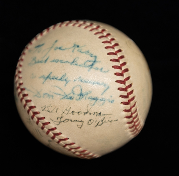 Yankees & Red Sox Signed Baseball (Late 1940s) - 18 Total Signatures - w. Ted Williams & Yogi Berra (JSA Auction Letter)