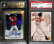 Lot of (2) Graded Baseball Rookie Cards- 2011 Bowman Chrome Draft George Springer Autograph Gold Refractor (BGS 9.5) (#/50), 1994 Ted Williams Collection Derek Jeter (PSA 10)