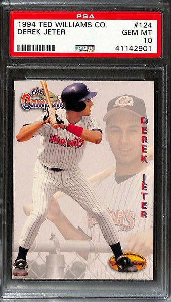 Lot of (2) Graded Baseball Rookie Cards- 2011 Bowman Chrome Draft George Springer Autograph Gold Refractor (BGS 9.5) (#/50), 1994 Ted Williams Collection Derek Jeter (PSA 10)