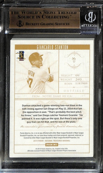 Lot of (14) Baseball and Football Cards inc. 2014 National Treasures Flawless Giancarlo Stanton Emerald (BGS 9.5) (#/5), 2004 SP Game Used Alex Rodriguez Patch (#/3), +