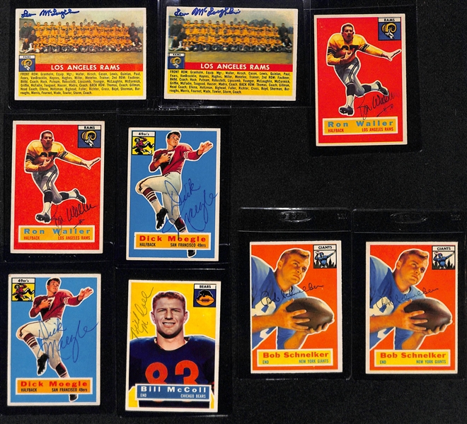 (21) Signed 1956 Topps Football Cards w. Lou Groza, Joe Schmidt, (2) McPeak, (2) MacAfee, (2) Hart, (3) Young, Stan Jones, + (JSA Auction Letter)