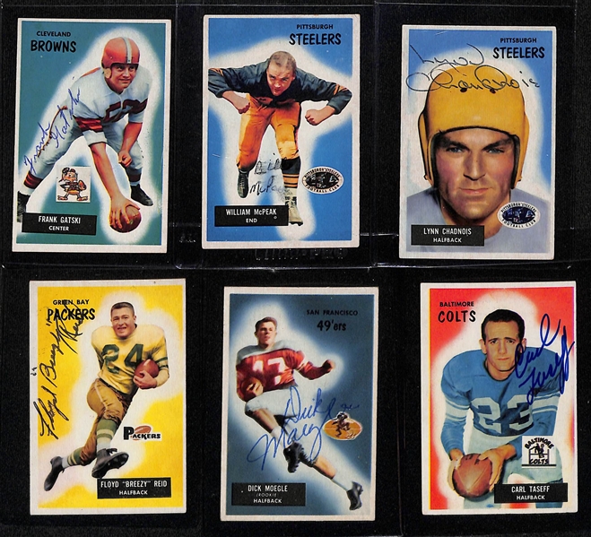 (19) Signed 1955 Bowman Football Cards w. Alan Ameche, (2) Kilroy, Hart, M. Campbell, John H. Johnson, Gatski, McPeak,+ (JSA Auction Letter)