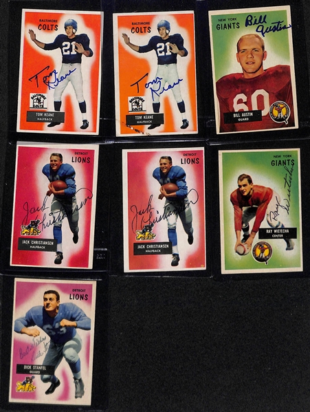 (19) Signed 1955 Bowman Football Cards w. Alan Ameche, (2) Kilroy, Hart, M. Campbell, John H. Johnson, Gatski, McPeak,+ (JSA Auction Letter)