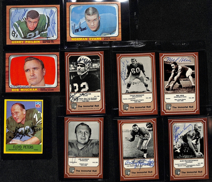 (36) Signed Football Cards Inc. (16) Immortal Roll HOF Cards, (16) Vintage Cards, (2) Post Cards, & (2) Others (JSA Auction Letter)