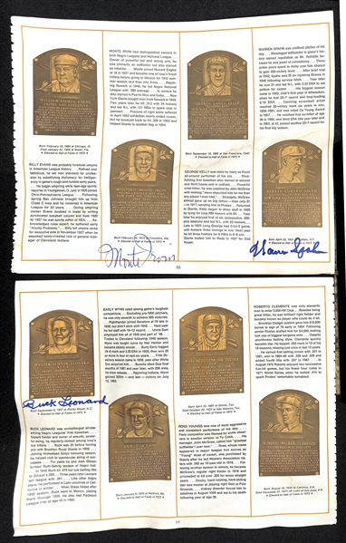 (7) HOF Book Pages with (12) HOFer Autographs (Mantle, Ford, Conlan, +) and a 1970 Washington  Sentators SIgned Scorecard (16 Autos) - JSA Auction Letter.