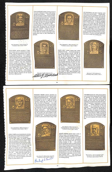 (7) HOF Book Pages with (12) HOFer Autographs (Mantle, Ford, Conlan, +) and a 1970 Washington  Sentators SIgned Scorecard (16 Autos) - JSA Auction Letter.