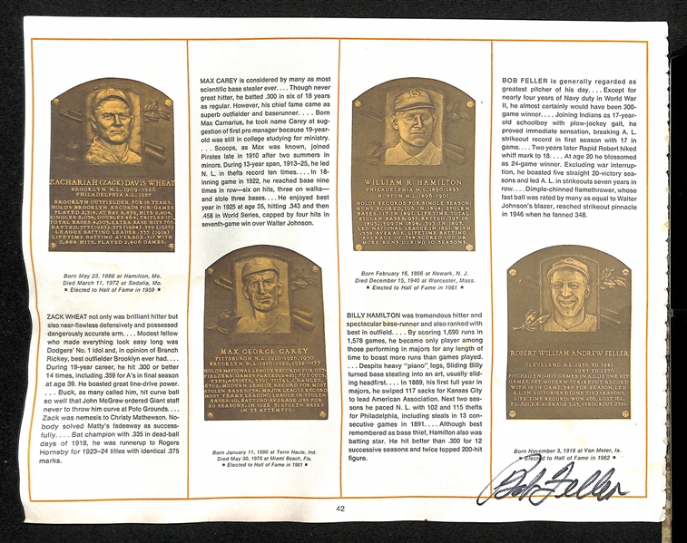 (7) HOF Book Pages with (12) HOFer Autographs (Mantle, Ford, Conlan, +) and a 1970 Washington  Sentators SIgned Scorecard (16 Autos) - JSA Auction Letter.