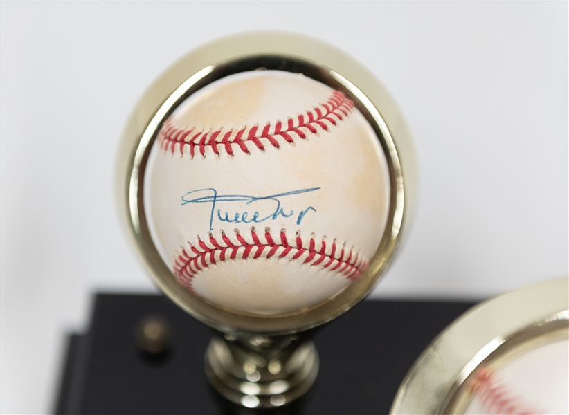 Signed Baseball Display - Willie, Mickey & The Duke Signed by Mays, Mantle & Snider  (JSA Auction Letter)