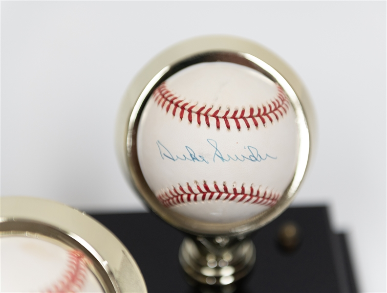 Signed Baseball Display - Willie, Mickey & The Duke Signed by Mays, Mantle & Snider  (JSA Auction Letter)