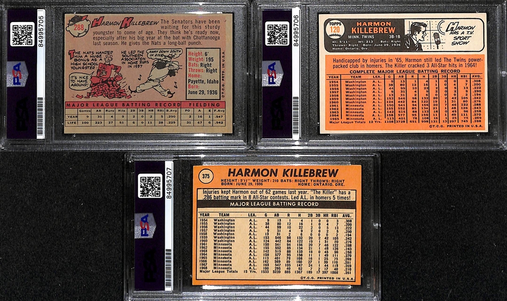 (3) Signed Harmon Killebrew Cards - 1958 Topps, 1966 Topps & 1969 Topps (PSA/DNA Authenticated)