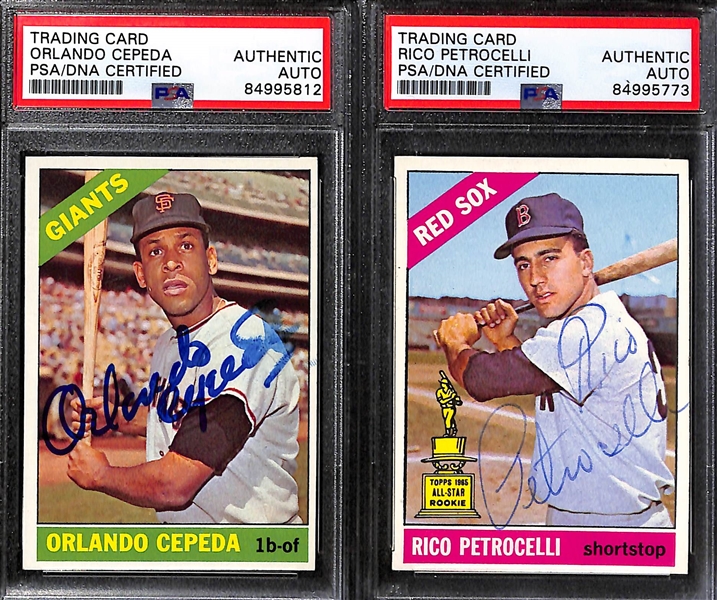 (7) Signed Baseball Cards - (4) 1966 Topps (Brooks Robinson, Billy Williams, Orlando Cepeda, Rico Petrocelli), 1967 Tony Oliva, (2) 1969 Jim Catfish Hunter (PSA/DNA Authenticated)