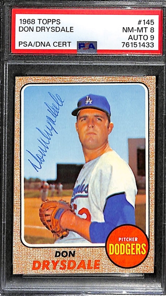 1968 Topps Don Drysdale #145 Graded PSA 8 (Auto Grade 9)