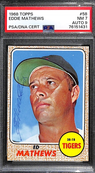 1968 Topps Eddie Mathews #58 Graded PSA 7 (Auto Grade 9)