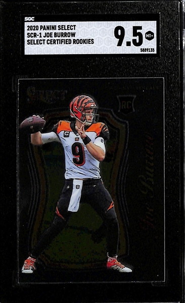 Lot of (5) SGC Graded Bengals Rookie Cards inc (4) Joe Burrows- Select (SGC 9.5), Chronicles Legacy (SGC 9.5), Chronicles Classics (SGC 9.5), +