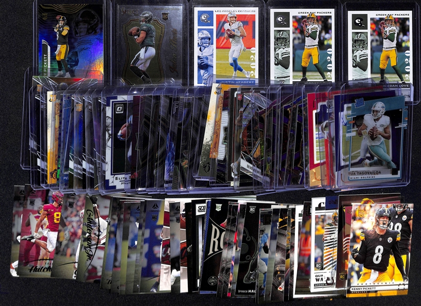 Lot of (75+) Football Rookie Cards inc. Kenny Pickett, Jalen Hurts, Justin Herbert, Jordan Love, +