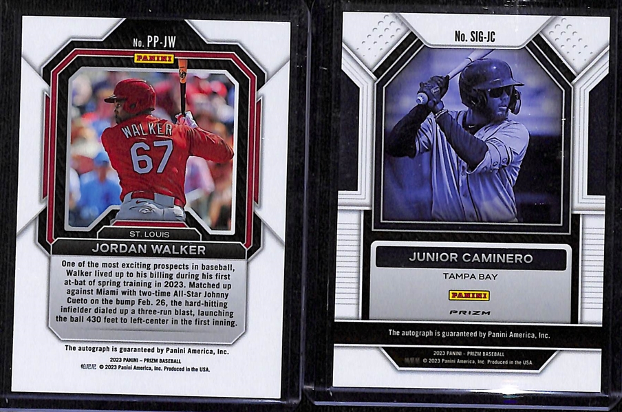 Lot of (30+) 2022 Panini Baseball Cards inc. Prizm Jordan Walker Autograph Rookie, Prizm Junior Caminero Rookie Autograph, +