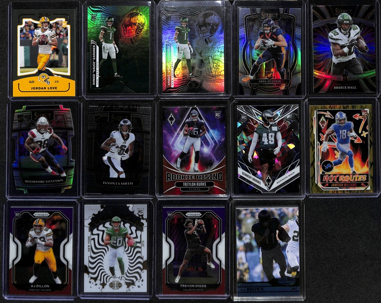 Lot of (Over 90) Football Cards w/ (10) Autographs inc. 2023 Select Draft Rashee Rice Rookie, Contenders Marlon Davidson Ticket Stub Rookie (#/90), +