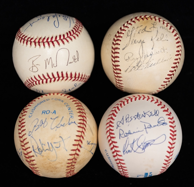 Lot of (4) Multi-Signed Baseballs w. Many HOF Players (JSA Auction Letter)