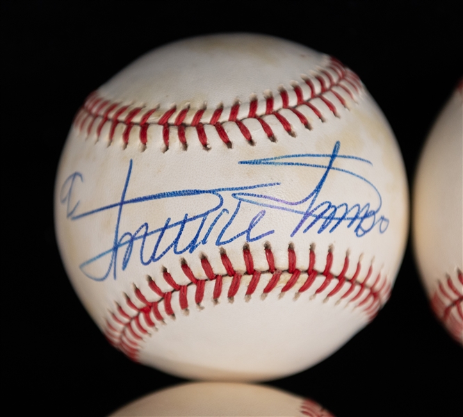 Lot of (4) Single Signed Baseballs w. HOFer Larry Doby/Minoso/Erskine/Fain (JSA Auction Letter)