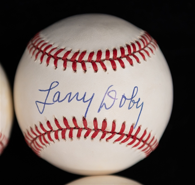 Lot of (4) Single Signed Baseballs w. HOFer Larry Doby/Minoso/Erskine/Fain (JSA Auction Letter)