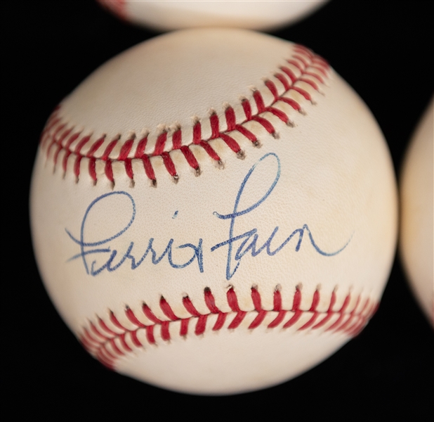 Lot of (4) Single Signed Baseballs w. HOFer Larry Doby/Minoso/Erskine/Fain (JSA Auction Letter)