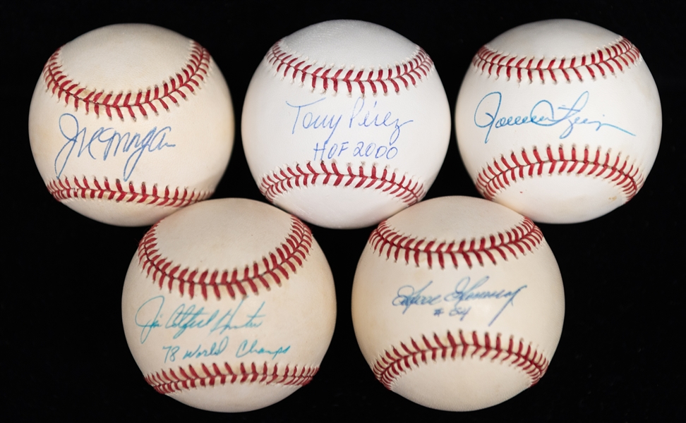 Lot of (5) Hall of Famer Single Signed Baseballs w. Gossage/Fingers/Hunter/Perez/Morgan (JSA Auction Letter)