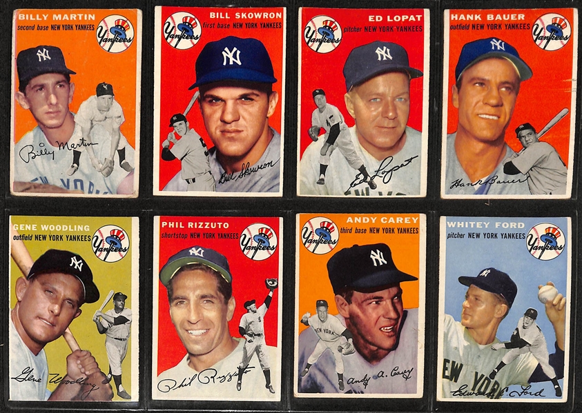 1954 Topps Near Complete Baseball Card Set (Over 240 Cards) w. Snider, Ford, Martin, Mathews, Spahn, Irvin, +