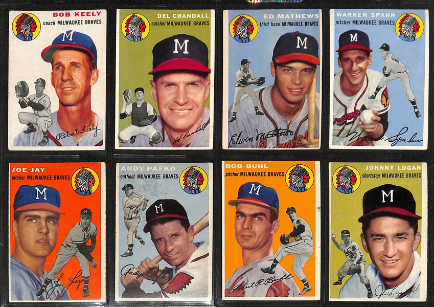 1954 Topps Near Complete Baseball Card Set (Over 240 Cards) w. Snider, Ford, Martin, Mathews, Spahn, Irvin, +