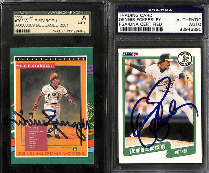 (8) Signed/Slabbed Cards - Tony Gwynn, Gary Carter, Stargell, Eckersley, Blyleven, Palmeiro, Santo, & P. Niekro