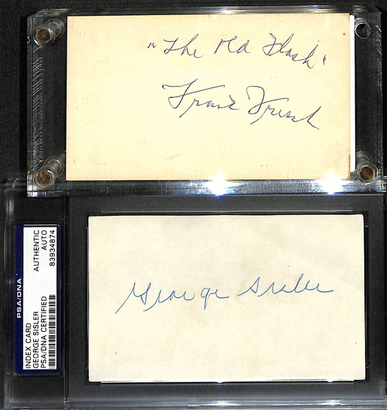 (2) HOFer Signed Index Cards - Frankie Frisch (JSA COA) & George Sisler (PSA/DNA Slabbed)