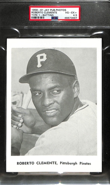 1958-61 Jay Publishing Roberto Clemente Type 1 Photo (Batting) Graded PSA 4.5