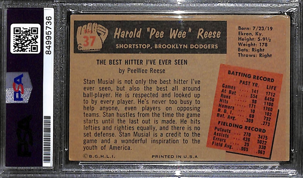 Signed 1955 Bowman Pee Wee Reese Card (PSA/DNA Slabbed)