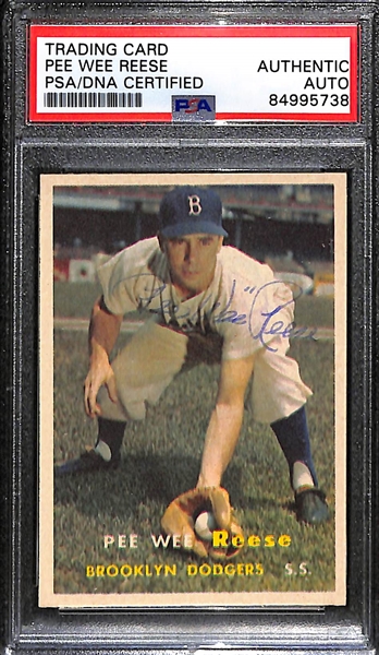 Signed 1957 Topps Pee Wee Reese Card (PSA/DNA Slabbed)