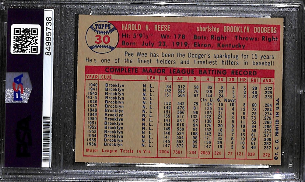 Signed 1957 Topps Pee Wee Reese Card (PSA/DNA Slabbed)