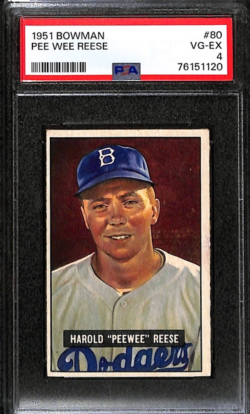 1951 Bowman Baseball Card Lot - Roy Campanella (PSA 4) & Pee Wee Reese (PSA 4)