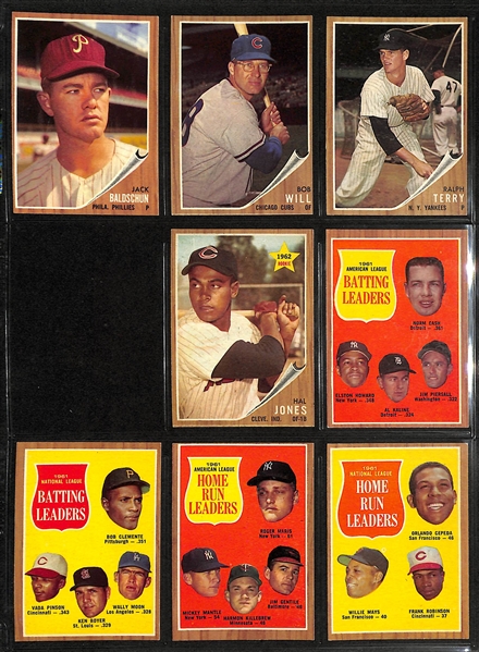 Lot of (400+) 1962 Topps Baseball Cards w. Managers Dream Card Mantle/Mays #18