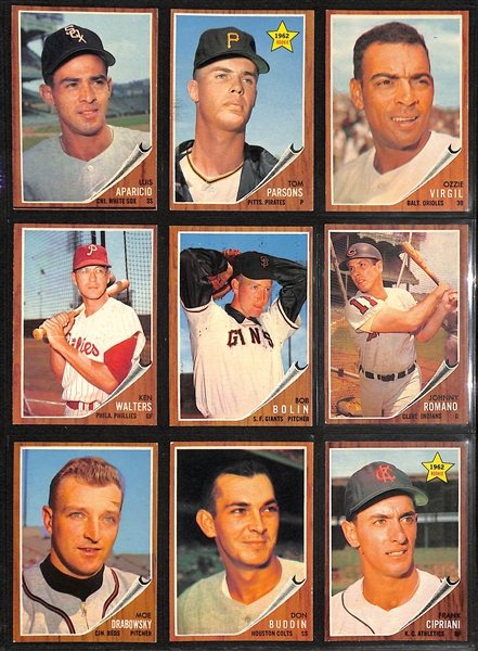 Lot of (400+) 1962 Topps Baseball Cards w. Managers Dream Card Mantle/Mays #18