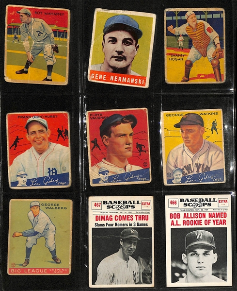 Lot of Approx (200) 1930s-1980s Baseball Cards w. 1934 Goudey Floyd Vaughn